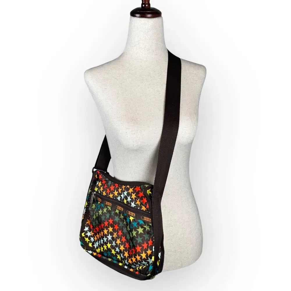 VTG‎ LeSportsac Hobo Bag Rainbow Star Print with Matching Pouch – Rare 2000s